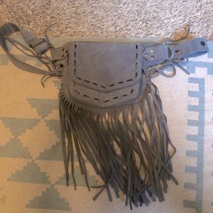 Leather fringe hip bag